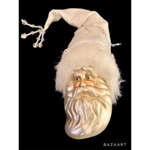 Old World Glass Santa Clause With White Fur Trimmed Hat